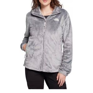 Grey Fuzzy North Face Zip up